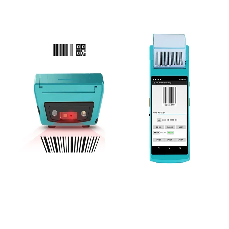 

Customize Wholesale Handheld All In One POS Terminal Billing Machine, PDA Barcode Scanner with Built in pos printer