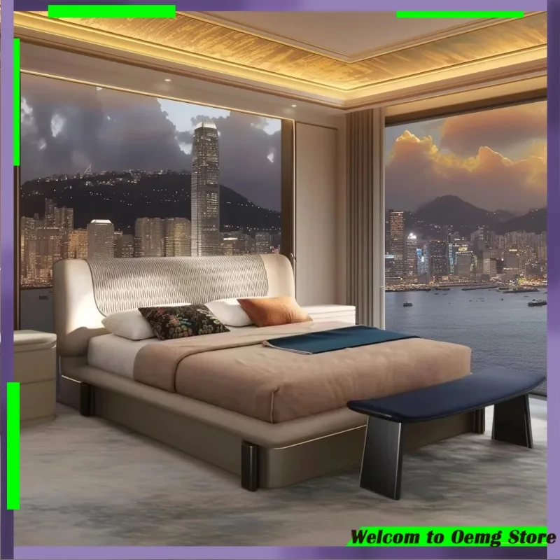 إطار سرير أوروبي رائع بحجم كينغ، مريح فاخر، تجربة نوم نهائية، ديكور جمالي لغرفة النوم الحديثة