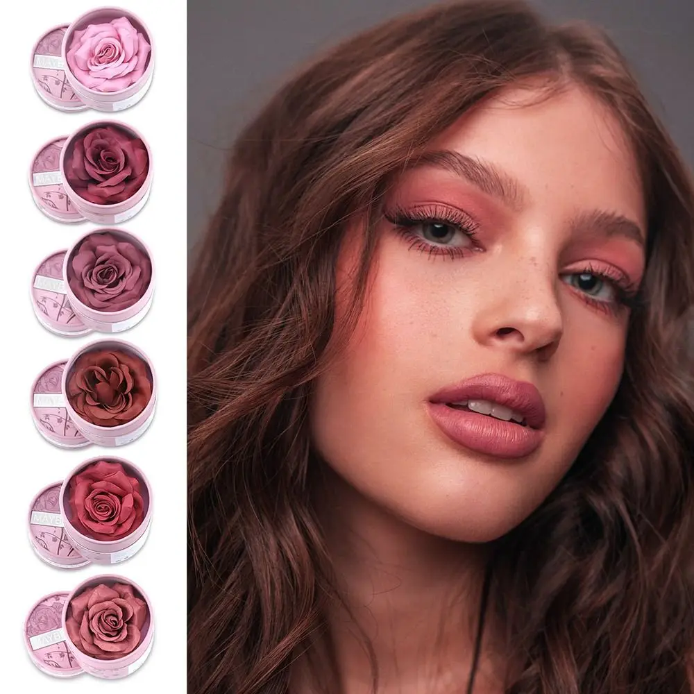 Palette de fard à joues en poudre de pétales de Rose 3D, multicolore, mat, à reflets, éclaircissant naturel, couleur haute visibilité