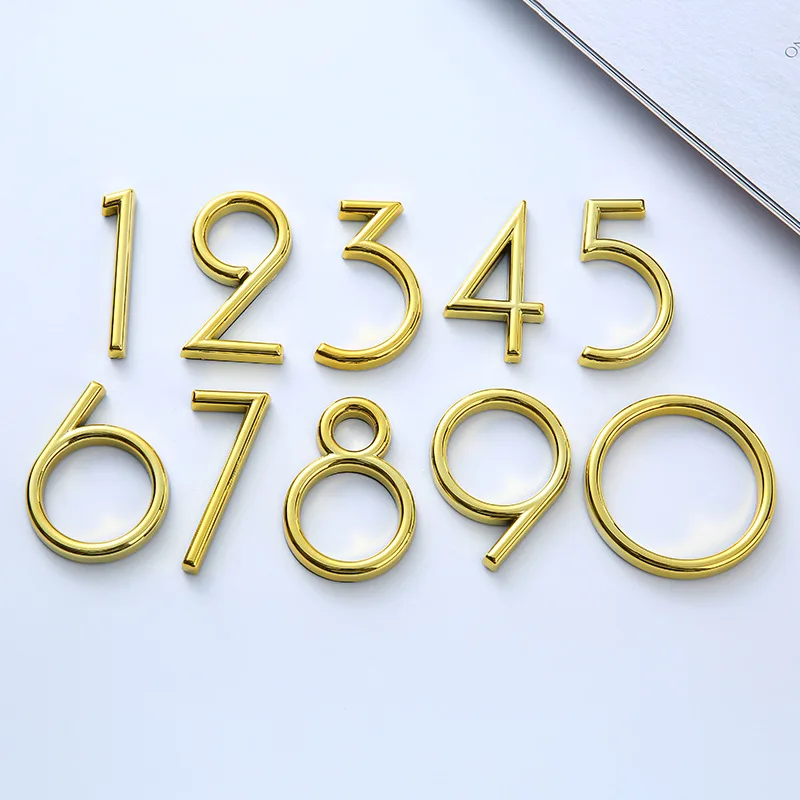 60mm Self Adhesive Numbers Apartment Door Gold Number Sticker Mailbox Address Sign Outdoor House Number Plate