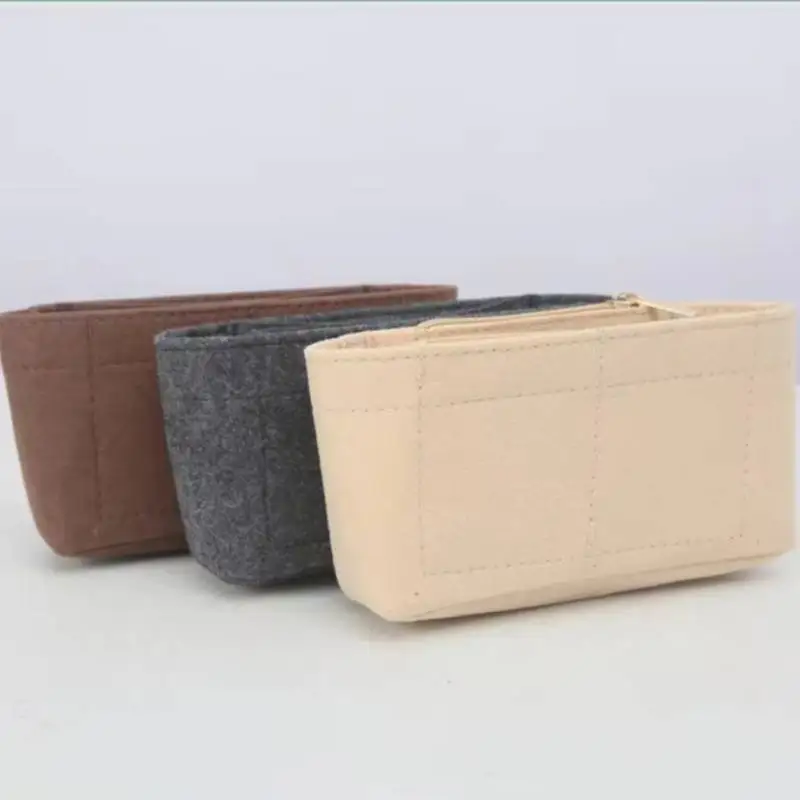 Insert Bag Purse Organizer Insert For Handbags,Felt Bag Insert Dividers With Multi-pockets,Fit Long Backpack/Bucket Bag 