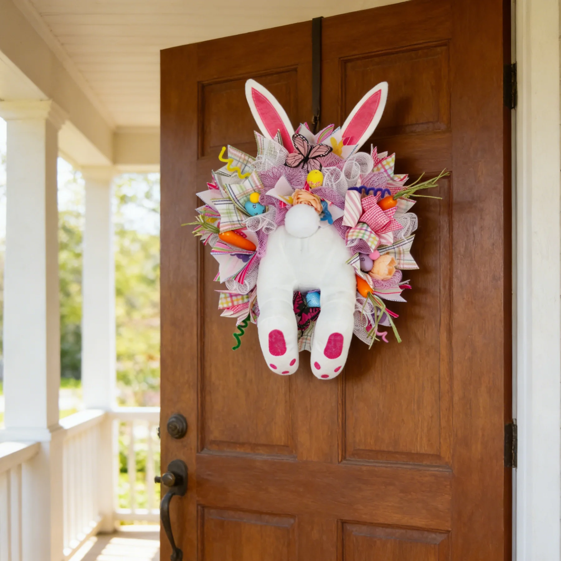 Easter Rabbit Garland Home Decor Door Wall Window Oranments Bunny Artificial Plants Flower Wreath Party Festival Decoration