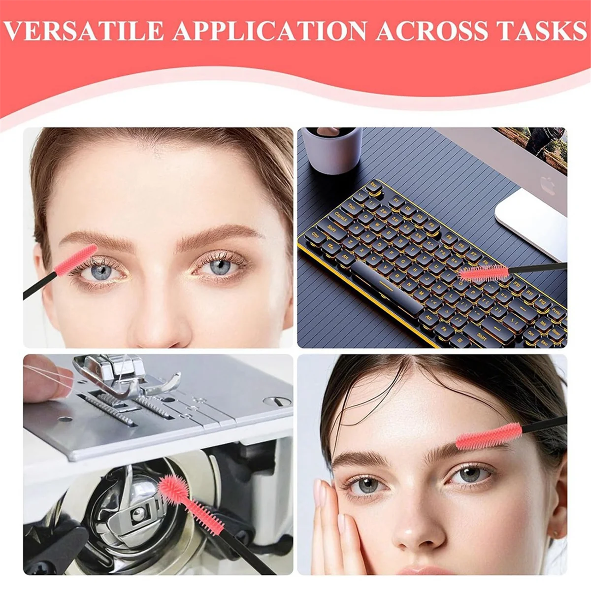 A83Z Sewing Machine Cleaning Brushes - 40 PCS Reusable Silicone Sewing Machine Cleaning Kit with Transparent Storage Box