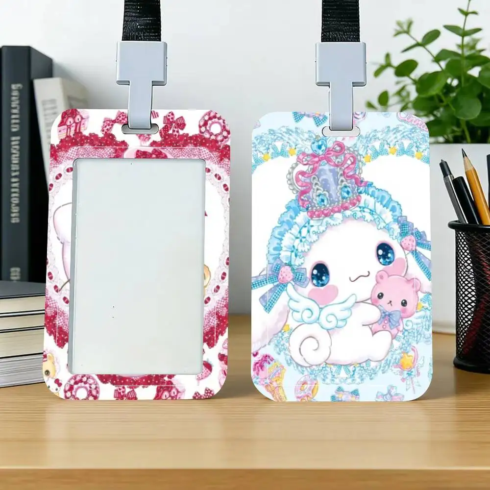 Cartoon K-Kuromi C-Cinnamoroll H-Hello Kitty Card Holder Neck Strap Pendant Door Badge Holder Lanyards Keychain Work Credential view 3