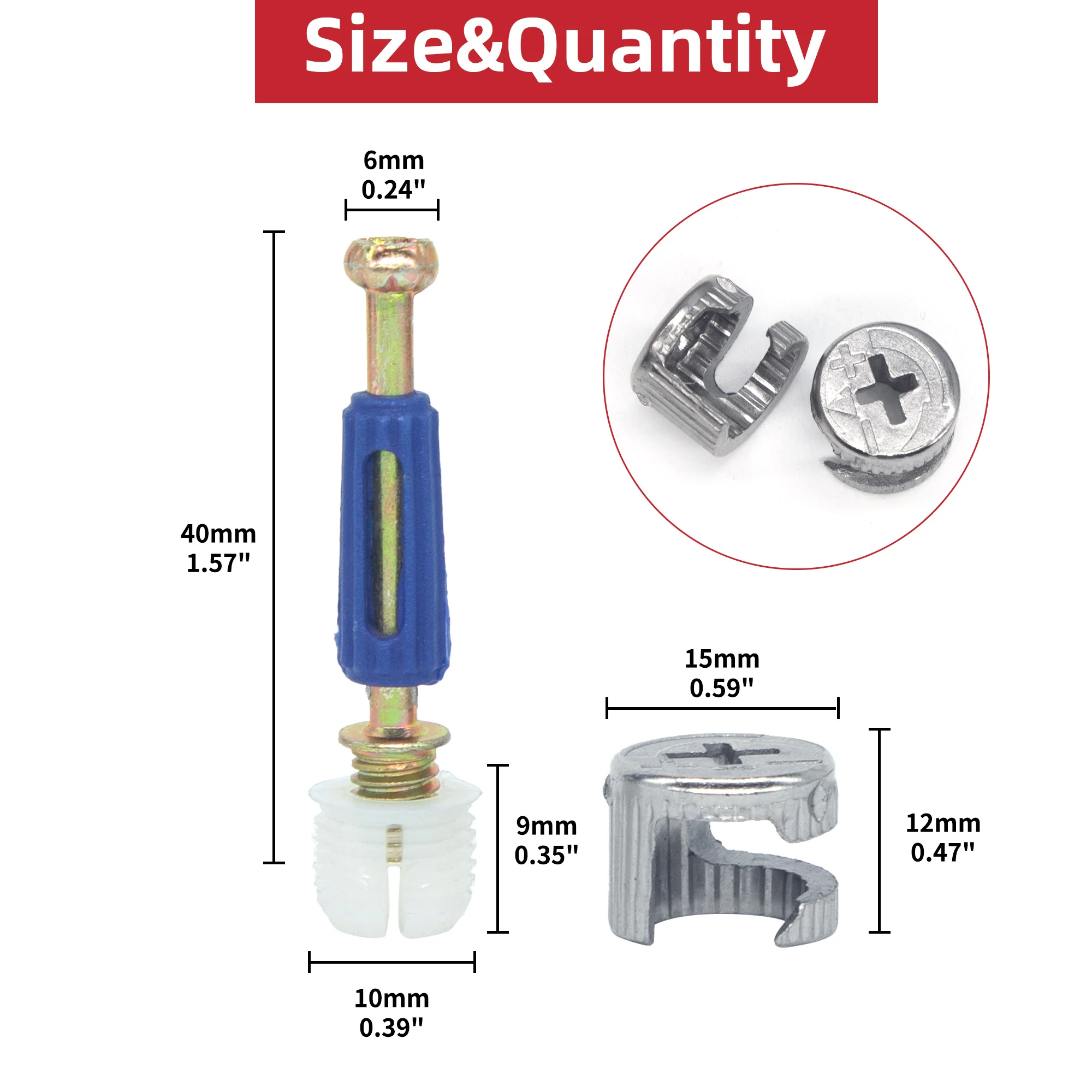 Móveis Conexão Hardware Set, Cam Screw, Três-em-um porca roda excêntrica, Lock Nuts para Roupeiro, Splicing Cabinet, 20Set