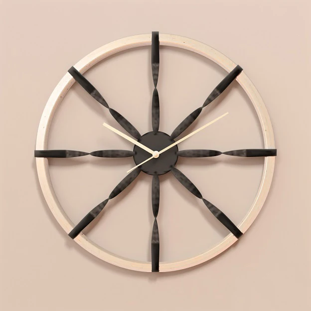 &c 61CM Large Wooden Modern Creative Iron Art Simple Design Bedroom Wall Hanging Clock Decoration Watch Wholesale Dropshipping