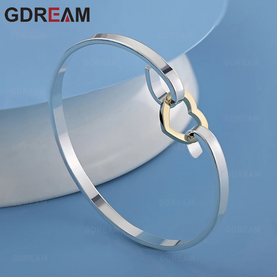 

GDREAM 925 Sterling Silver Delicate Heart-Shaped Clasp Bracelet For Women, Exquisite And Cute Wedding Party Jewelry