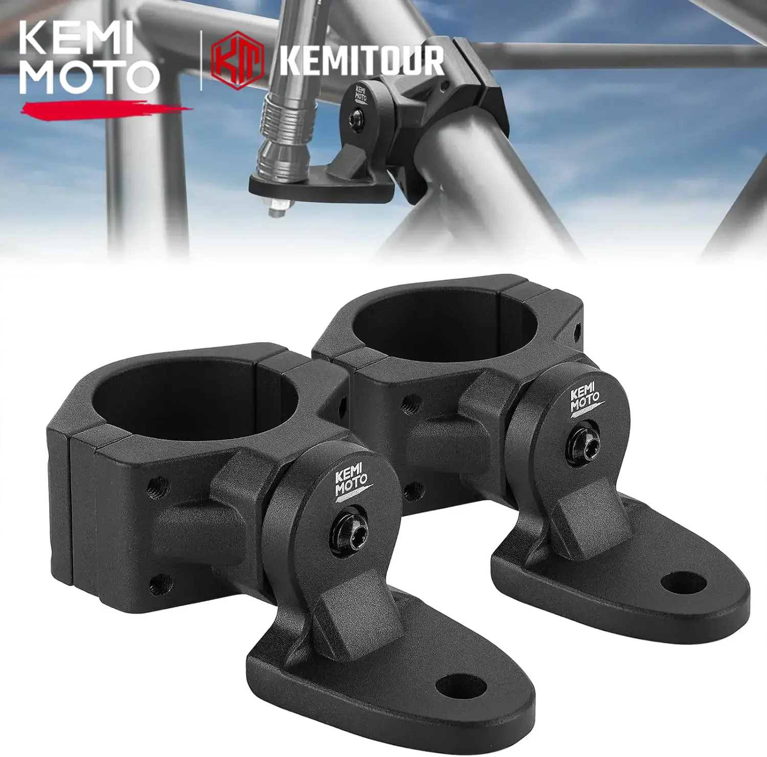 

UTV Whip Mount Flag Light Mounting Bracket For 1.75"-2" Roll Bar Compatible with Polaris RZR for Can-am X3 Heavy Duty Adjustable