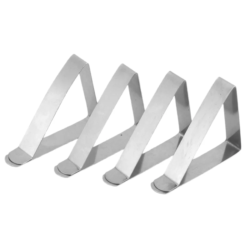 Aa63 quente 4 pçs clipe de toalha de mesa de aço inoxidável, antiderrapante ajustável capa de mesa grampos clipe suportes de pano de mesa para festa piquenique