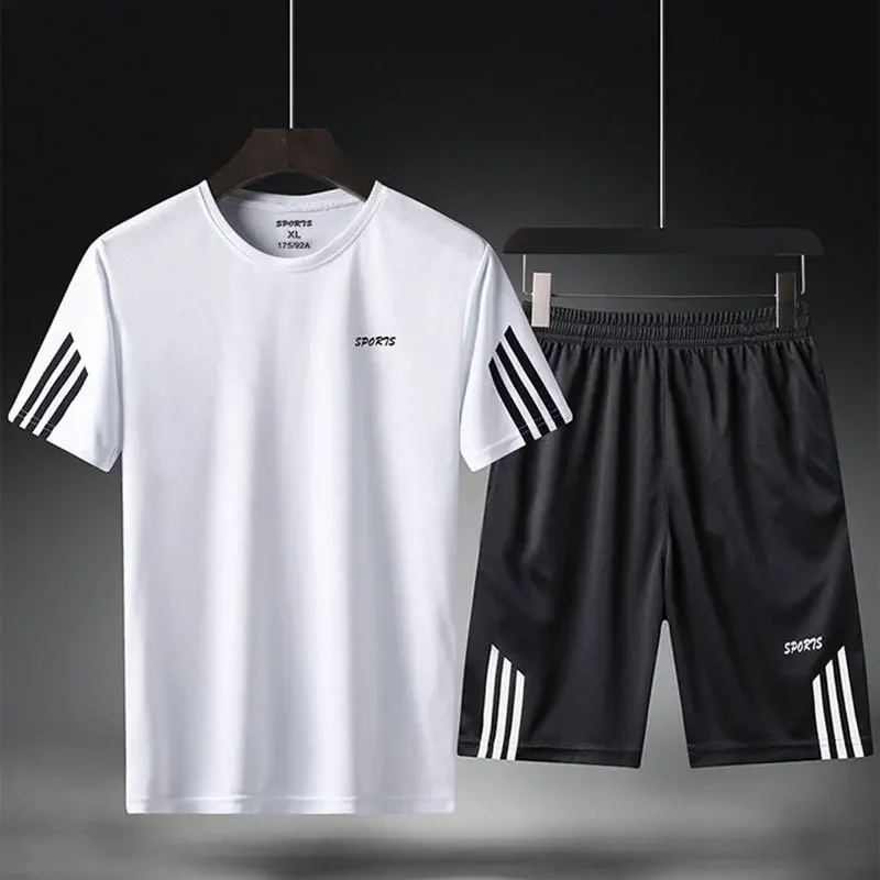 

Summer Breathable Sports Suit Men's Short-Sleeved Shorts Loose Quick Drying T-Shirt Short Quarter Pants Casual Running
