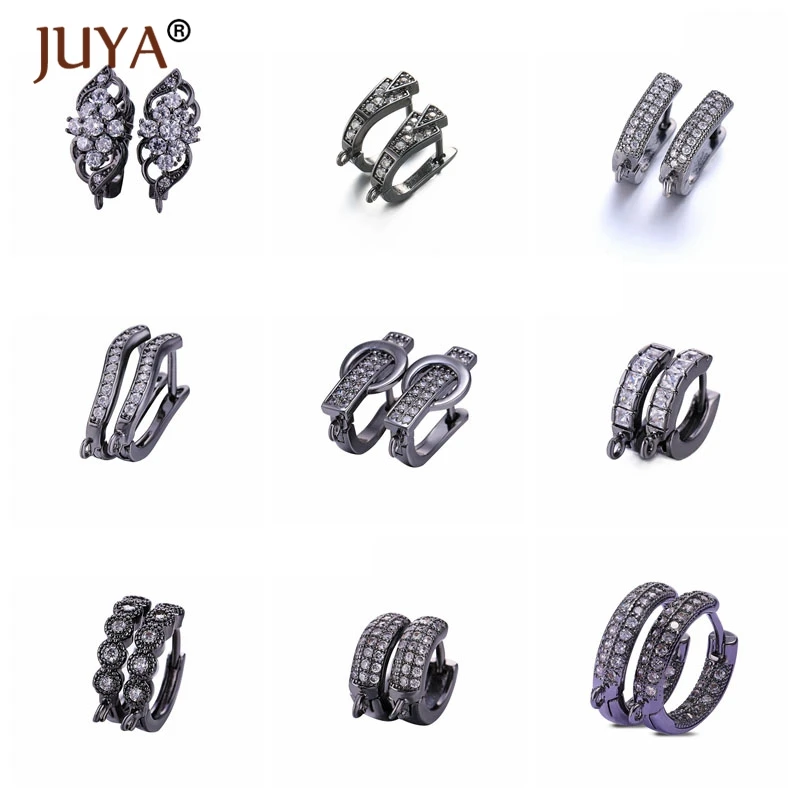 Juya Luxury Zircon Series DIY Earring Findings Handmade Earrings Clasps Hooks Fittings For Jewelry Making Accessories