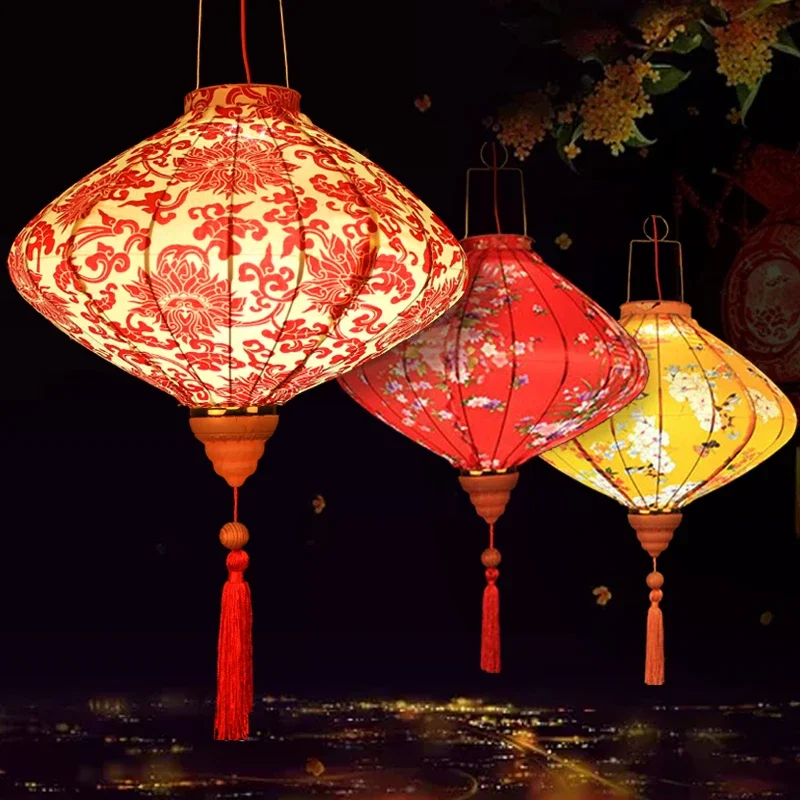 

12/14 Inch Chinese Silk Lantern Retro Traditional Japanese Vietnam Lantern Balcony Party Spring Festival Wedding Hanging Decor