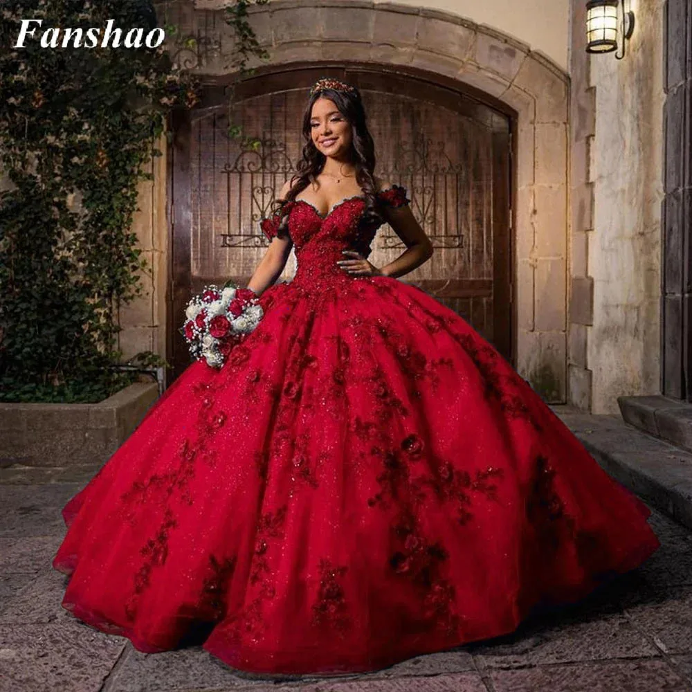 FURSTENBERG Princess Quinceanera Dress for 15 Years Handmade 3D Floral Ball Gown Birthday Party Gowns Vestidos De 15 Customized