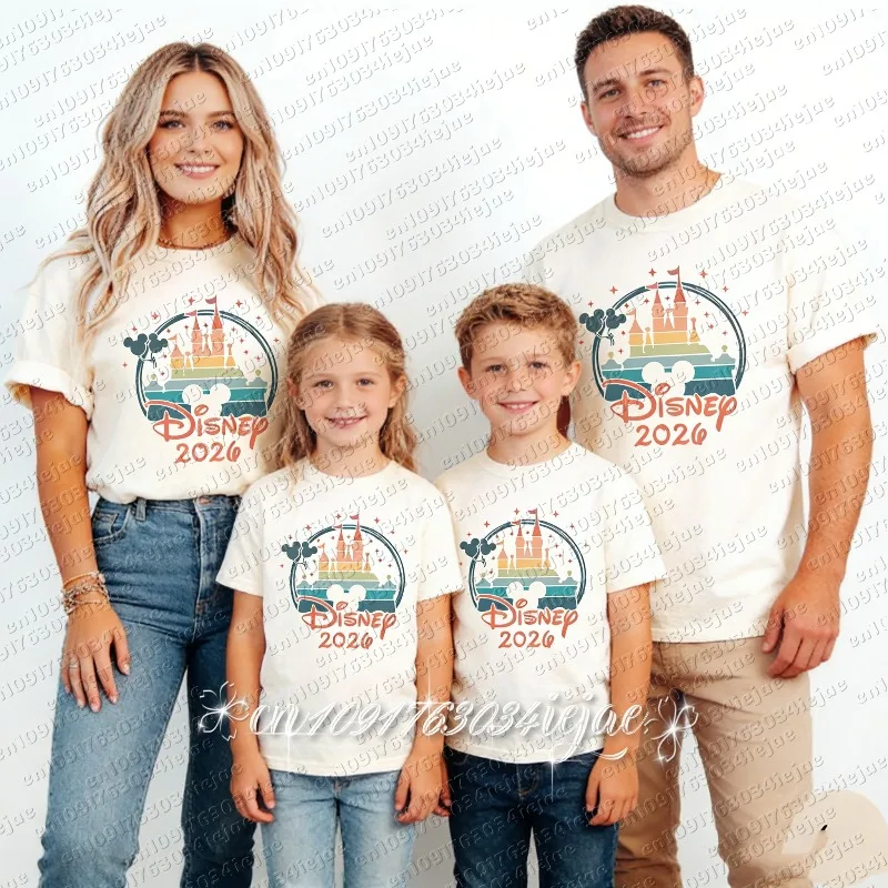 T-shirt décontracté et tendance pour enfants et adultes, imprimé avec des personnages de dessins animés mignons, confortable et respirant, été 2026