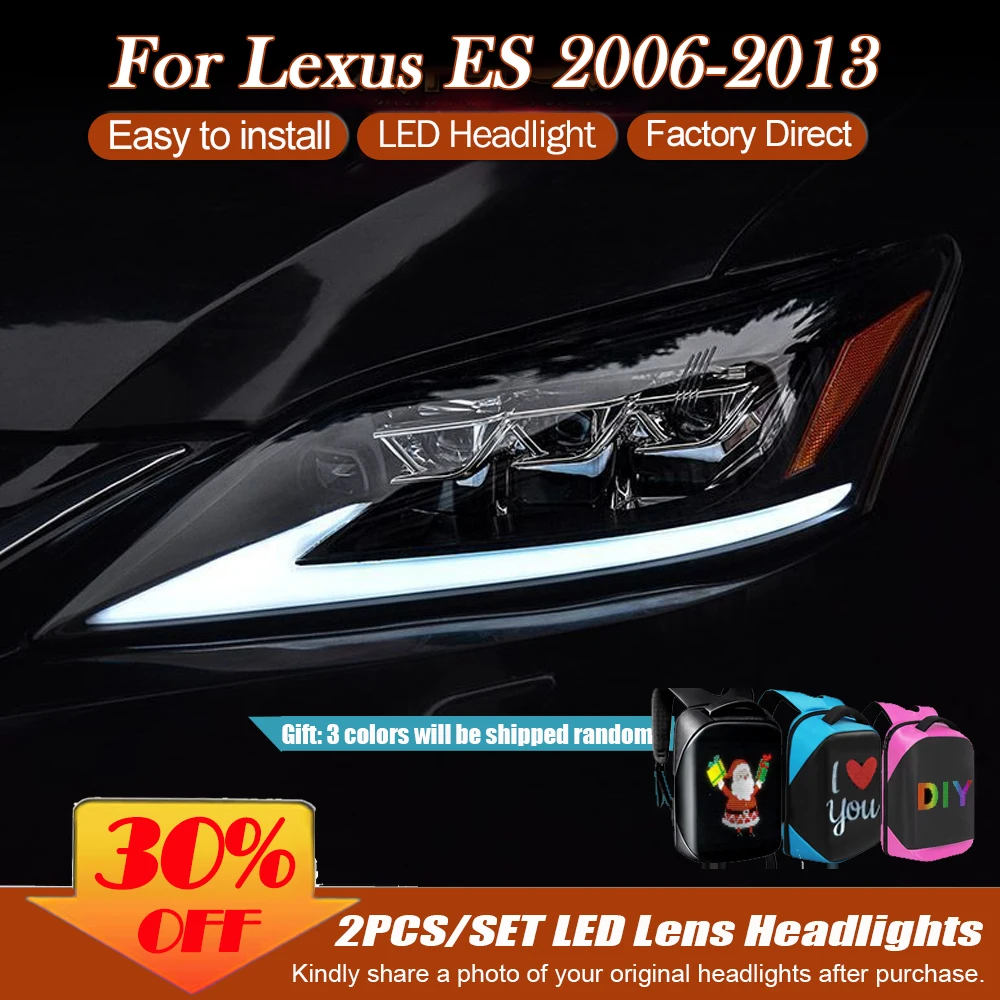 

Светодиодные фары для Lexus ES240 ES300, фары в сборе 2006-2012, указатель поворота, дальний свет, линза проектора «ангельский глаз», автомобильные аксессуары