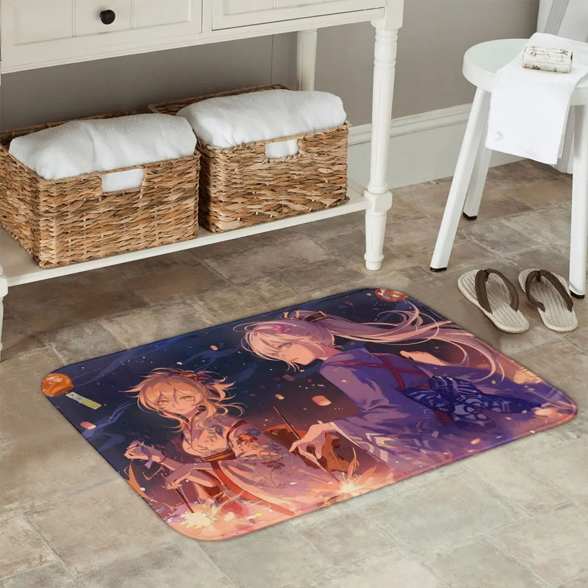 

Genshin Impact аниме игра Нескользящий коврик для двери напольный коврик ковер для кухни, входа, дома, ванной комнаты, гостиной, коврики для ног