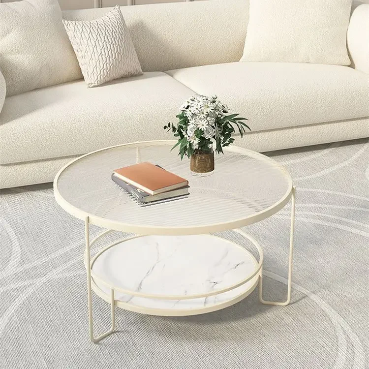 Nordic Light Luxury Tempered Glass Coffee Table for Living Room Furniture Home Creative Leisure Round Tea Table Edge