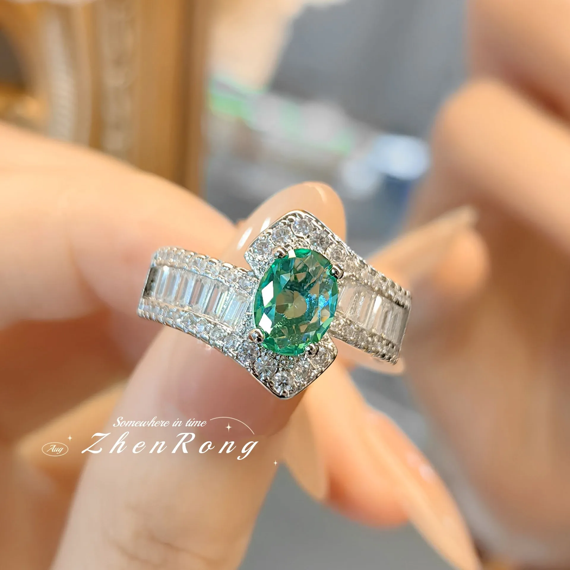 S925 sterling silver ring retro high-end ring women's light luxury versatile pigeon egg diamond ring
