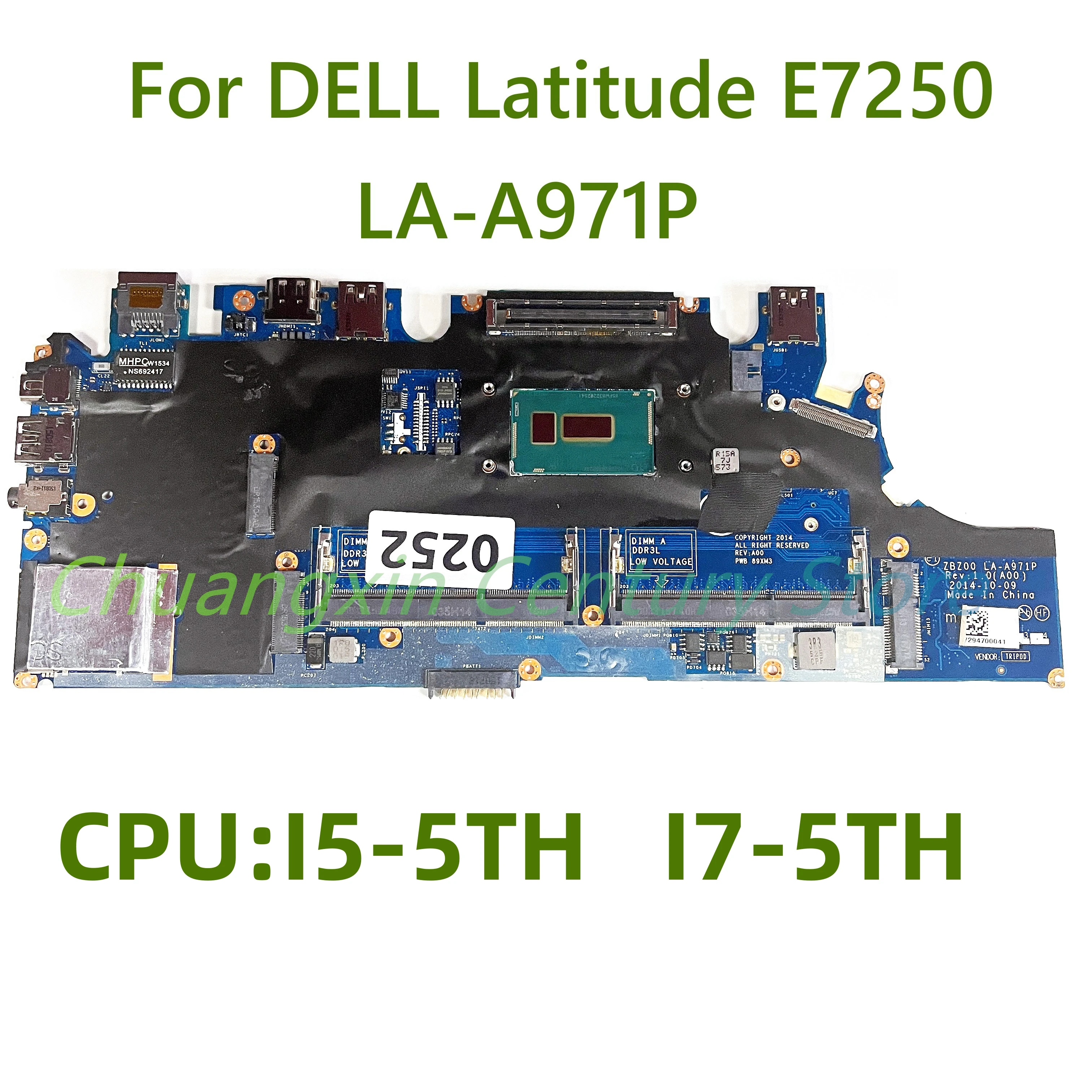 

For DELL Latitude E7250 Laptop motherboard LA-A971P with I5-5TH I7-5TH CPU DDR4 100% Tested Fully Work