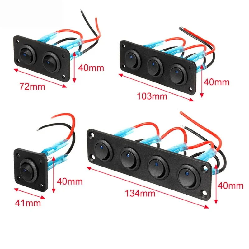 12V Multi-Functional 1-4 Gang Rocker Toggle Control Button Switch Panel Car Boat Marine RV Truck Blue LED Styling Accessories