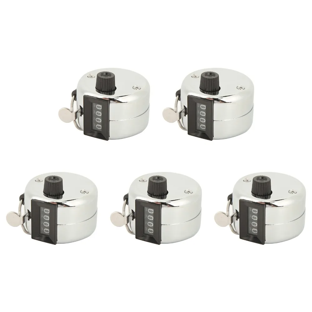 5pcs Durable 4 Digit Display Clicker Counter Metal Casing Battery-Free Mechanical Clicker Manual Counter For Sporting Events