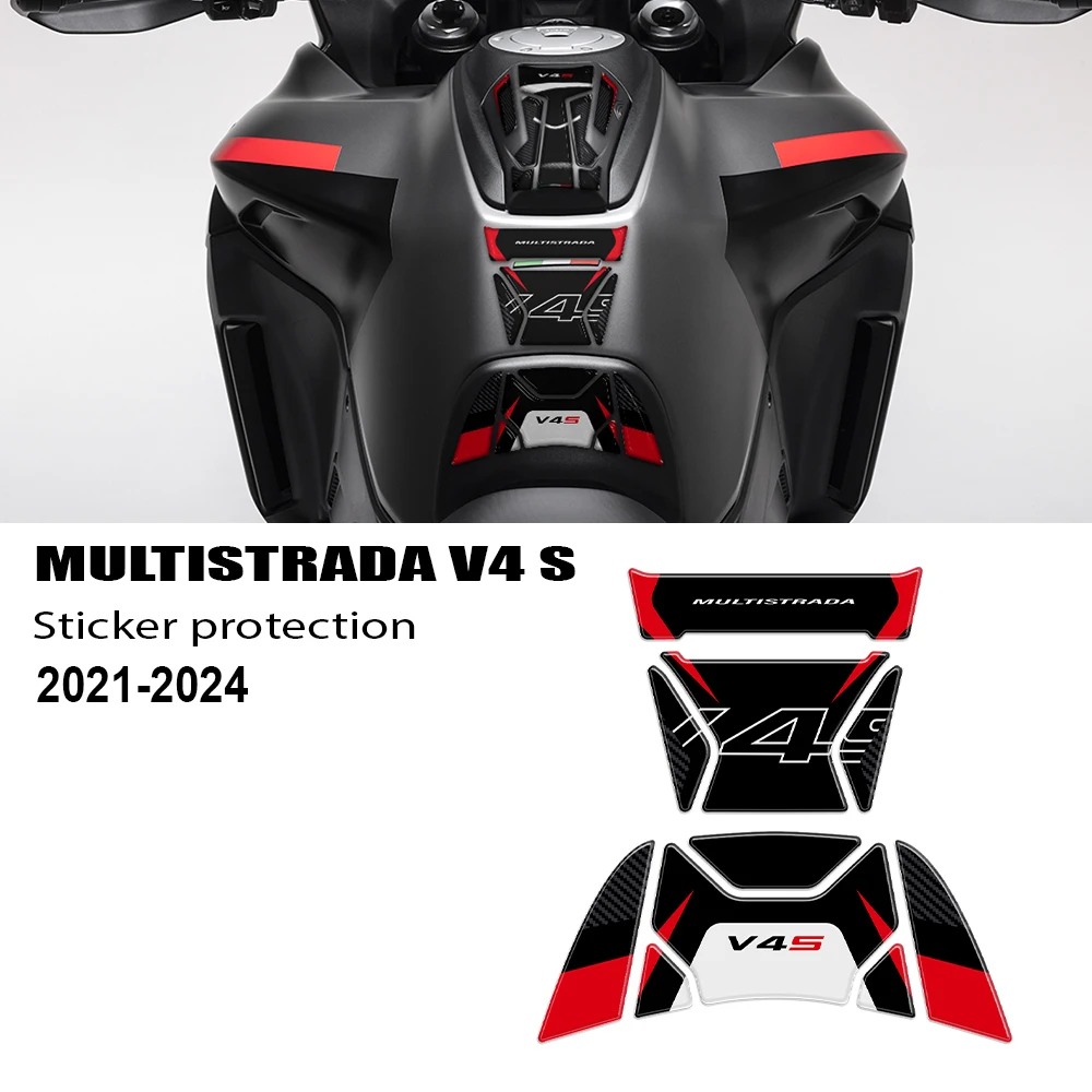 For Multistrada V4 S Multistrada V4S 2021- 2024 Motorcycle Tank Pad Protective Decal 3D Resin Sticker