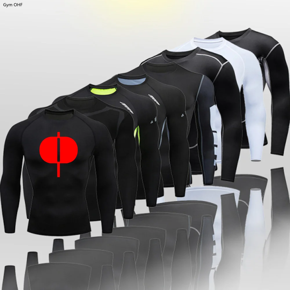 Mens Thai Boxing Fighting Compression Shirts Training Sportswear Race Fitness Fast Dry Sports T-Shirt Cycling Running Shirt