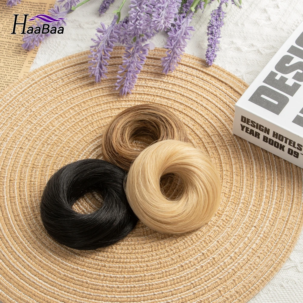 Messy Bun Hair Piece Human Hair Chigon Bun Straight Hair Piece for Women Real Hair Scrunchies Updo Hair Pieces Bun Extension 30g