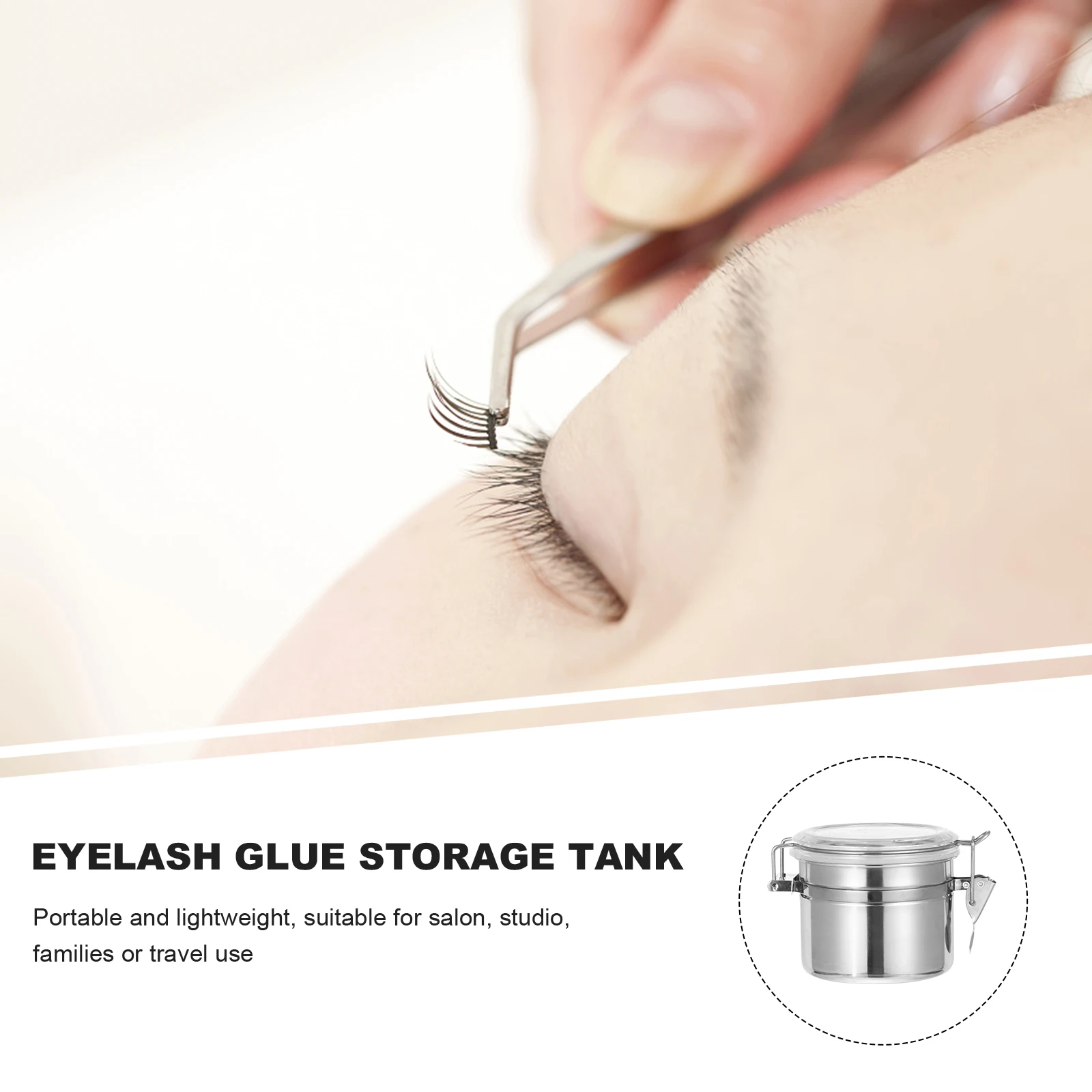 

Stainless Steel Eyelash Glue Storage Container Leak Proof Large Capacity Airtight Jar For Salon Travel Eyelash Storage Tank