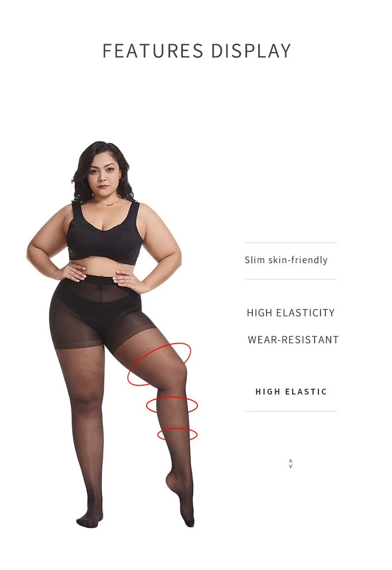 Sommer 20D Ultra dünne durchscheinende Strumpfhosen Große Größe Frauen Große Strumpfhosen Super Elastische Königin Größe Sexy Nylon Plus Größe Strümpfe – Detail 4