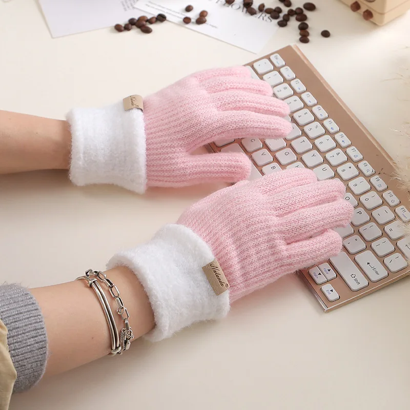 Frauen Mode Herbst Winter Gestrickte Handschuhe Touchscreen Warme Handschuhe für Erwachsene Weibliche Elegante Dame