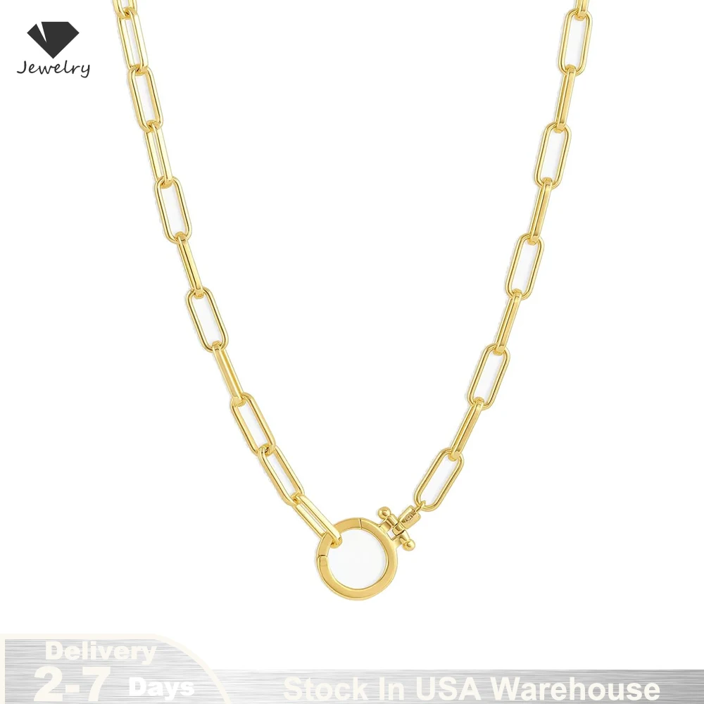 

18k Silver or Gold Plated Parker Necklace for Women Adjustable Paperclip Link Chain with Chunky Clasp fine Jewelry Birthday Gift