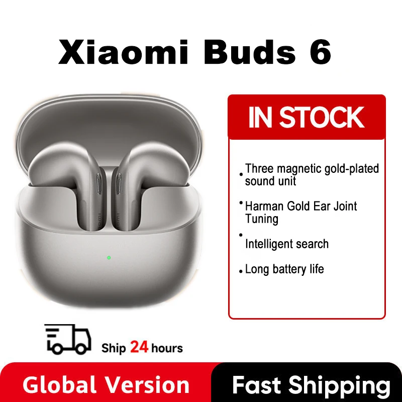 Global Version Xiaomi Buds 6 Xiaomi HyperOS Earphone IP54 Dustproof Waterproof Battery 475mAh Bluetooth 5.4 Headset Headphones