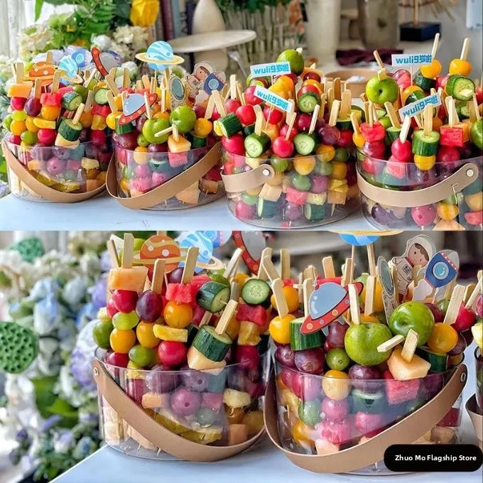 

Transparent Portable Fruit Skewer Buet Picnic Handheld Beer Ice Buet Home Storage Basket Simptic Design Plastic Material