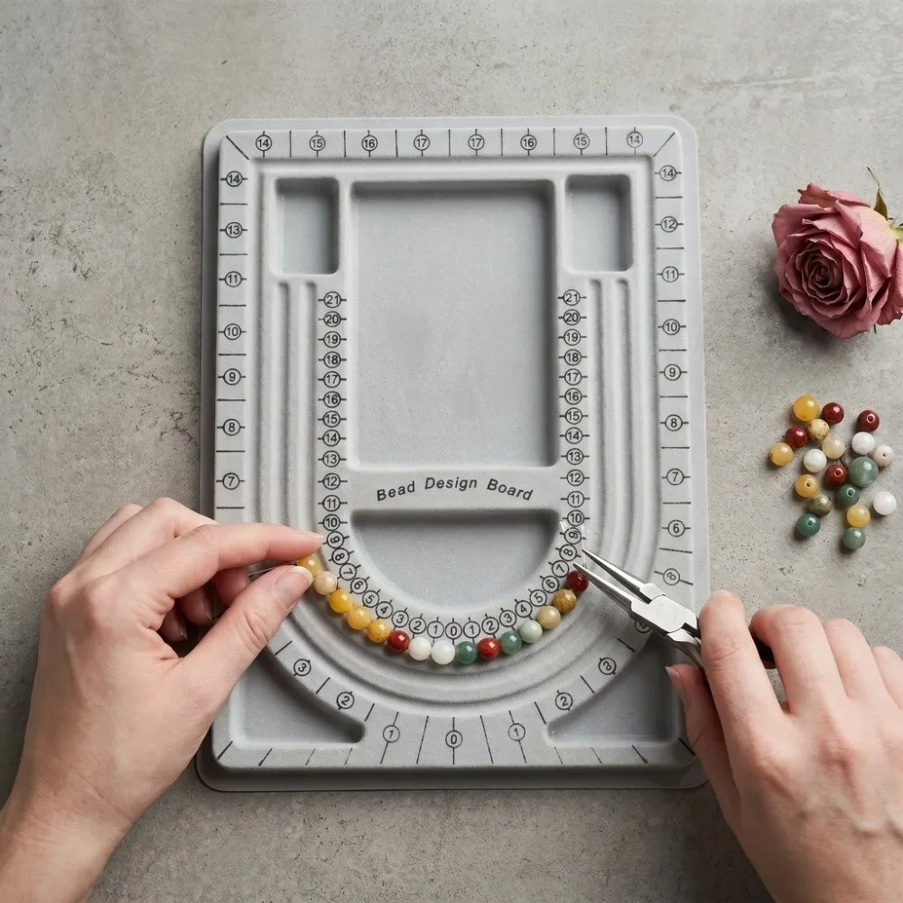 Handmade Colorful Plastic Bead Board Scale Board Design Board Jewelry Making Measuring Tools Crafts Portable