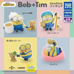 TOMY Original 4Pcs Gashapon Goodtime Bob+Tim MINIONS Anime Figure Toys For Kids Gift Collectible Model Ornaments