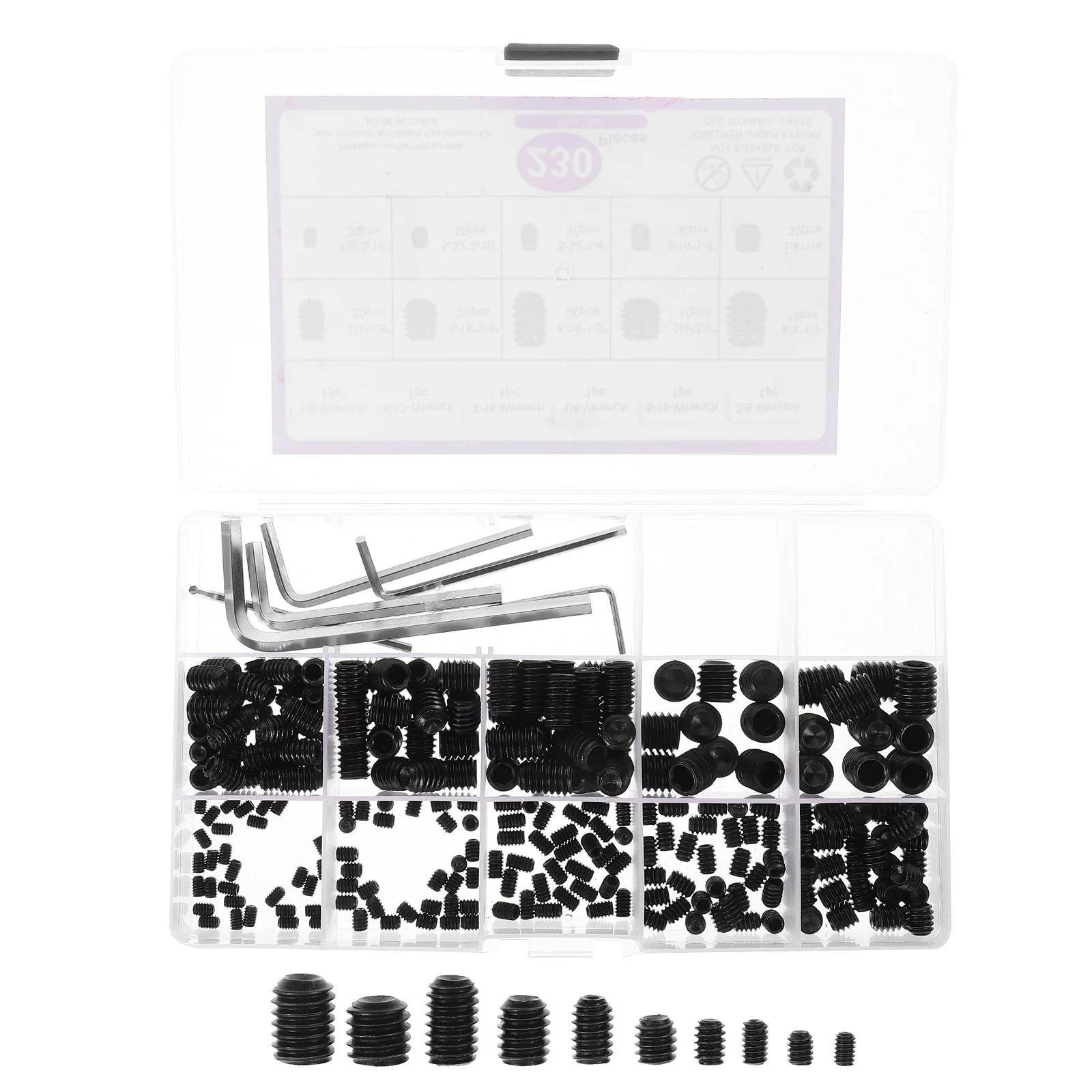 

1Set Internal Hex Socket Grub Screw Kit Carbon Steel ABS Small Screws Assorted Set Durable Repair Replacement Screws for Door