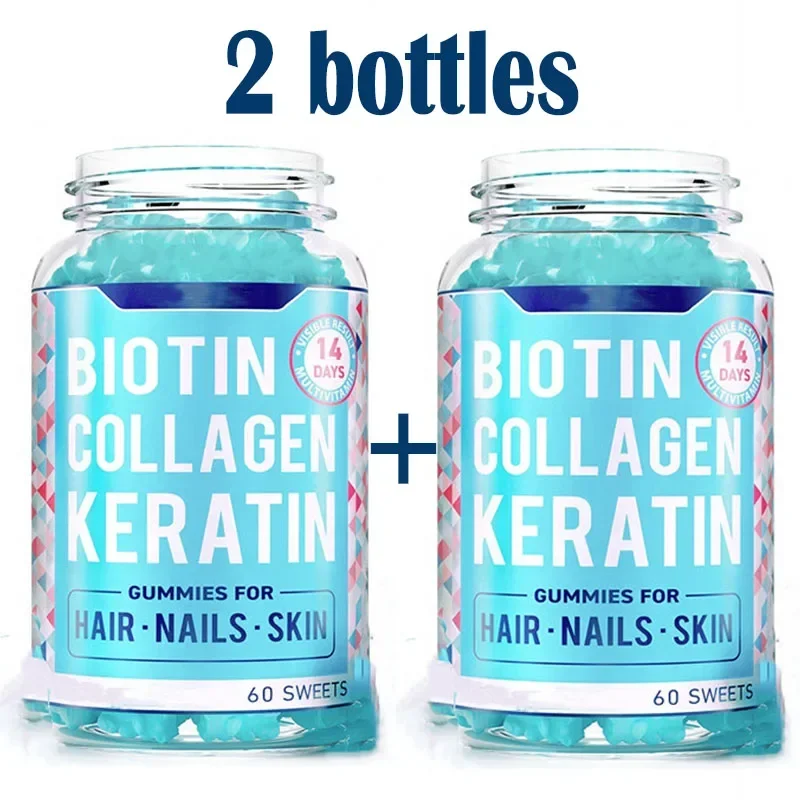 

2 bottles of biotin gummies keep hair nails and skin healthy smooth and glossy health food