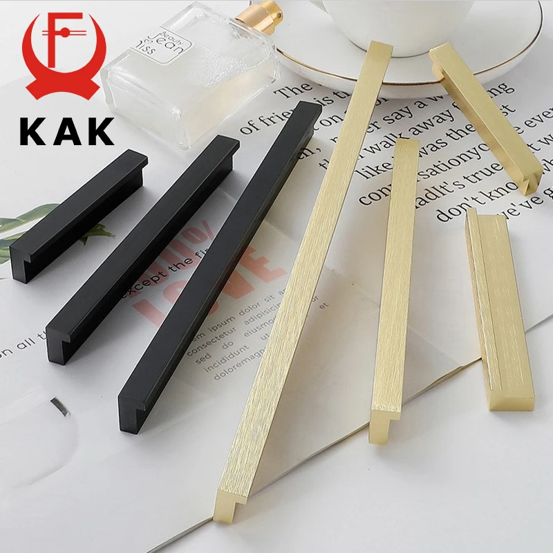 

KAK матовые золотые ручки для шкафа, черные Т-образные ручки из алюминиевого сплава, дверные ручки для кухонного шкафа, ручки для ящиков, фурнитура для мебельных ручек