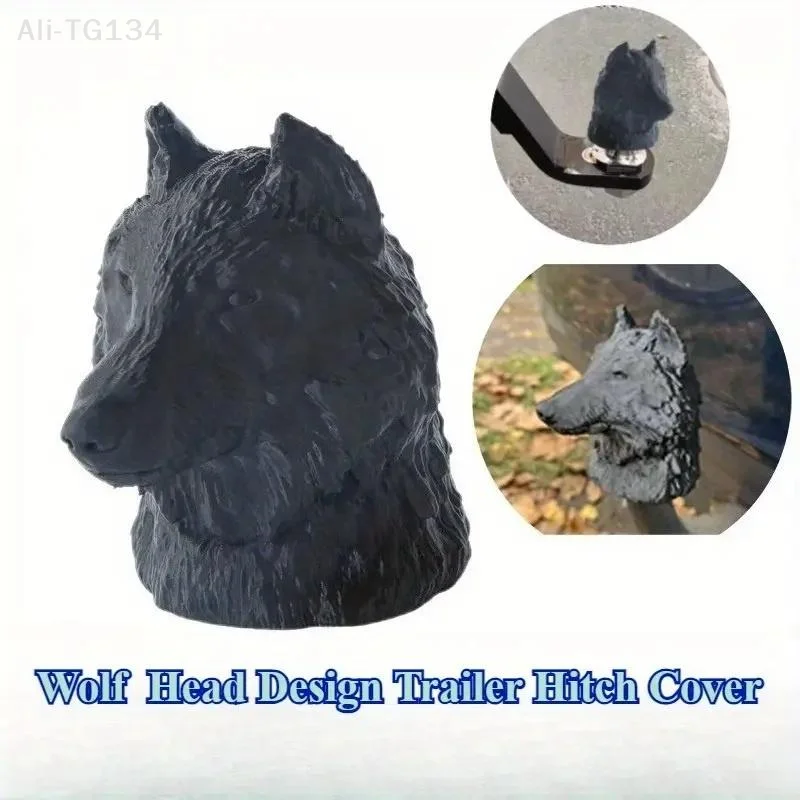 غطاء وصلة مقطورة بتصميم رأس الذئب، غطاء حماية بلاستيكي، خطاف كرة سحب مزخرف يمنع الصدأ من أنبوب الاستقبال