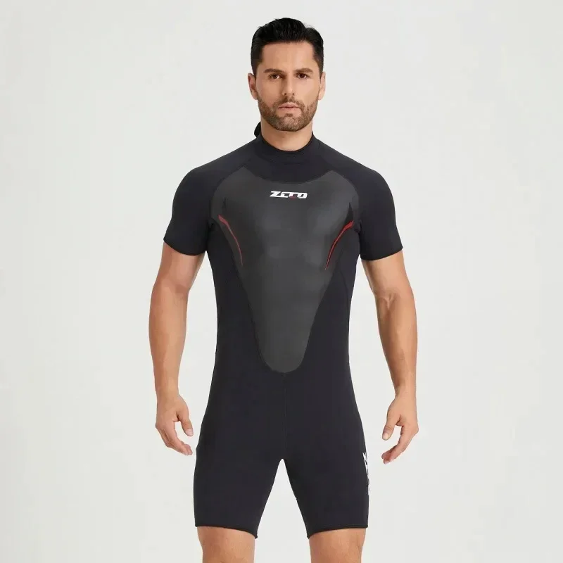 

3MM Neoprene Wetsuit Men's One-piece Short Sleeve Thickened Diving Suit Women's Surf Snorkel Sunscreen Swimsuit