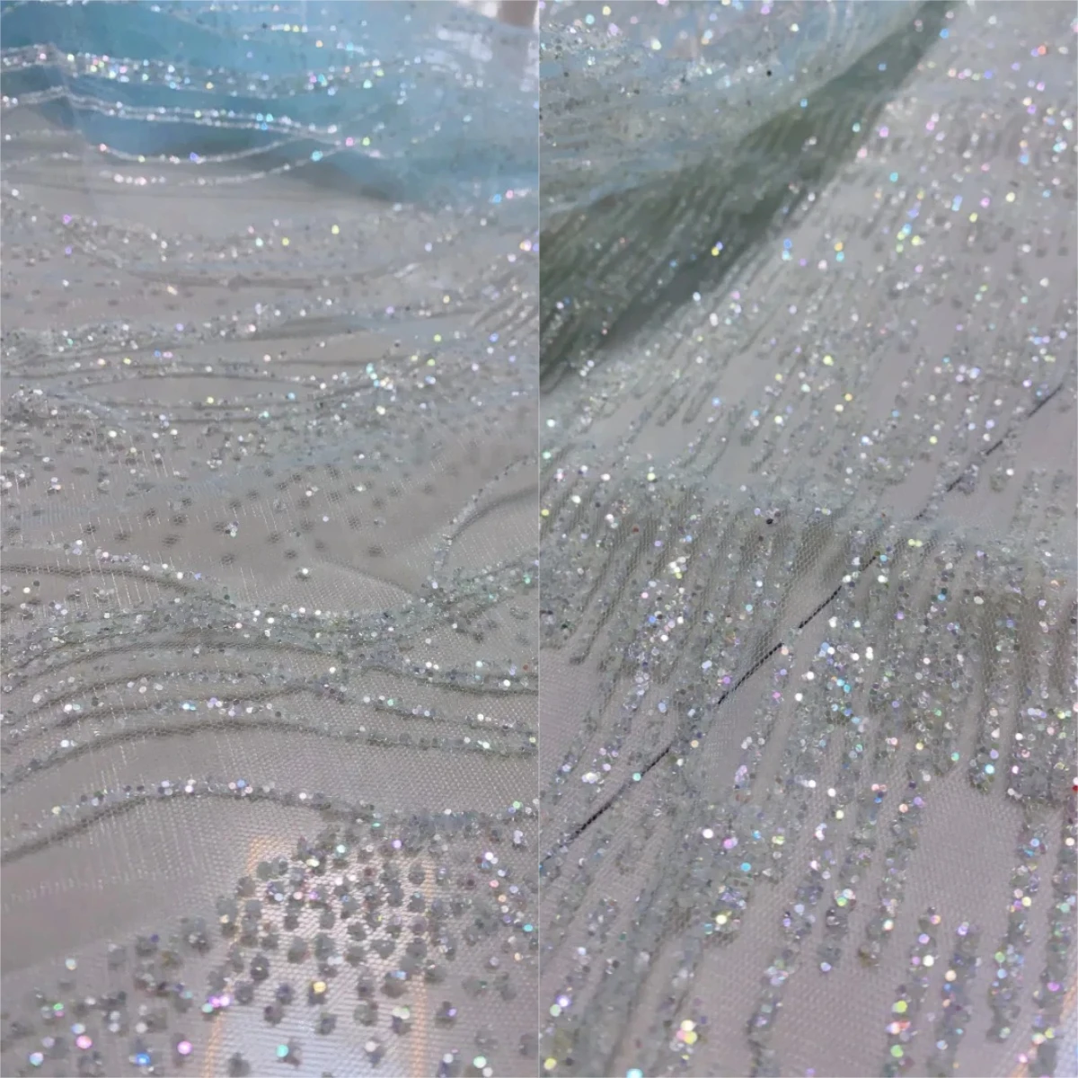 

Блестящая светло-голубая сетчатая ткань с серебряным покрытием. Дизайнерский материал «сделай сам» для свадебного платья и вечернего платья, фата, сетчатая ткань.