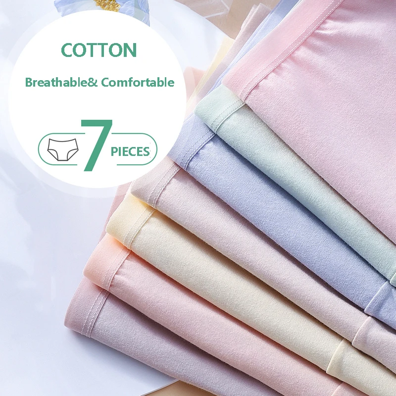 7 Cái/bộ Quần Lót Cotton Nữ Thoáng Khí Quần Lót Nữ Dễ Thương Quần Đùi Rắn Quần Gợi Cảm Mềm Quần Lót Nữ Không Đường May Quần Lót