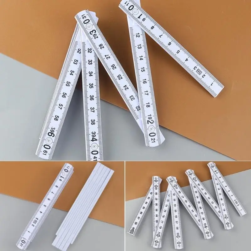 2Pcs 1 meter Plastic Foldable Ruler with Easy to Read Scale Measuring for Construction & Educational Setting M4YD