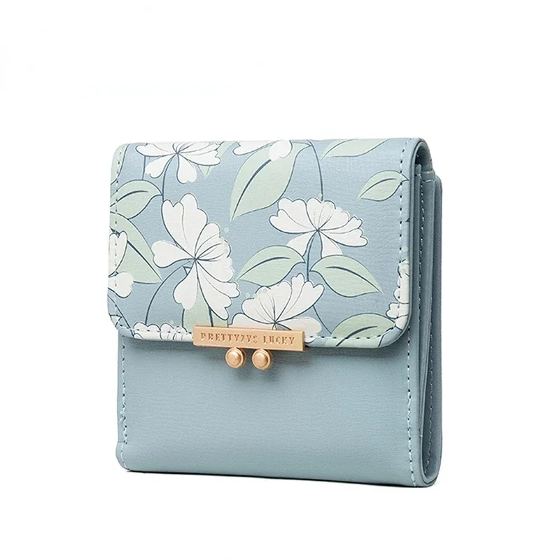 

Women's Cute Purse Short Printing Flower Wallet Coin Purse Female Two Fold Clutch Multifunction Wallets محافظ نقود رجالية