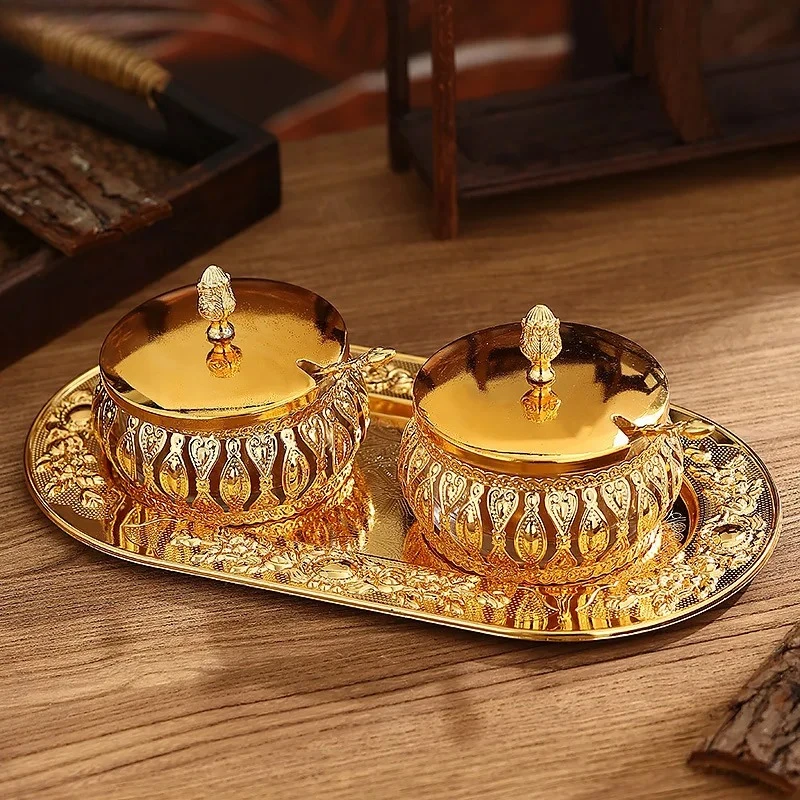 

European Style Metal Glass Seasoning Jar Kitchens Accessories Seasoning Storage Jar Home Spice Jar Set Creative Seasoning Tools