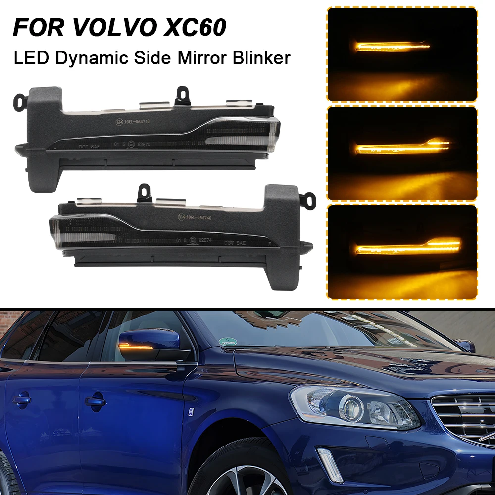 

2PCS Dynamic Side Mirror Blinker Light For Volvo XC60 2014 2015 2016 2017 LED Turn Signal Blinker Indicator Lamps