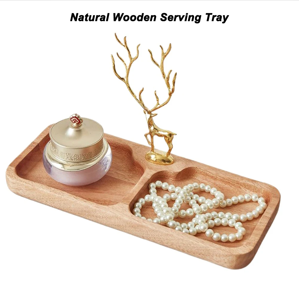 

Natural Wooden Serving Tray Handmade Rustic Wood Tray for Coffee Breakfast Jewelry Eco-Friendly & Durable (Multiple Sizes)
