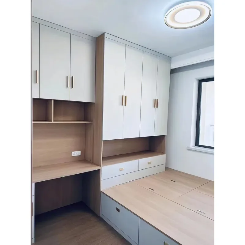Aimsp Modern Simple Integrated Cabinet Multi-Functional Bedroom Furniture Home Hotel-for Gym Tatami Bed Desk Bedroom Wardrobe
