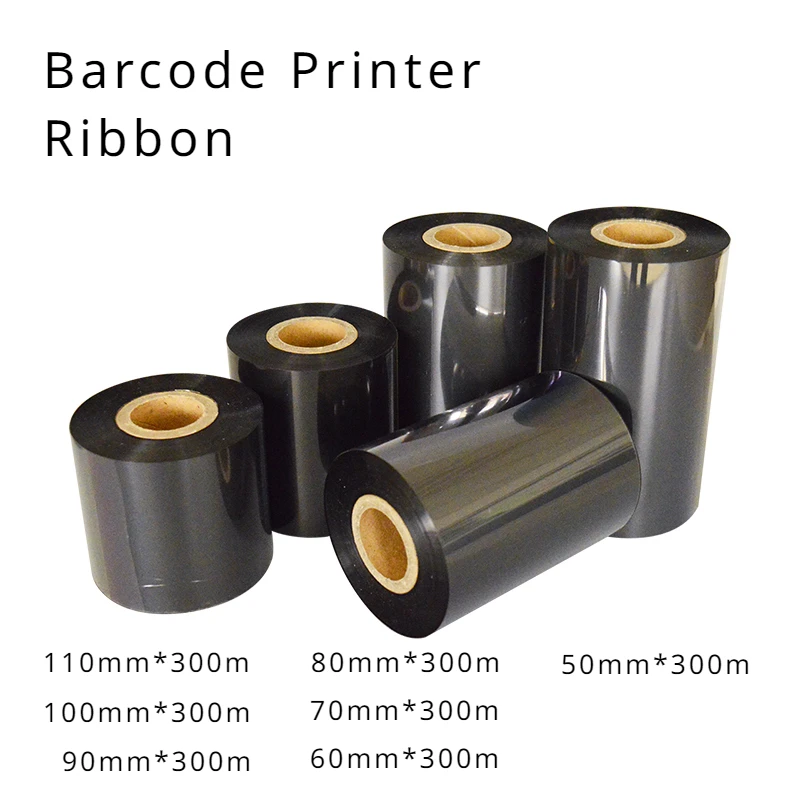 

1Roll Wax-based Carbon Band 110/100/90/80/70/60/50mm*300m Barcode Printer Special For Self-adhesive Copper Plate Label Paper